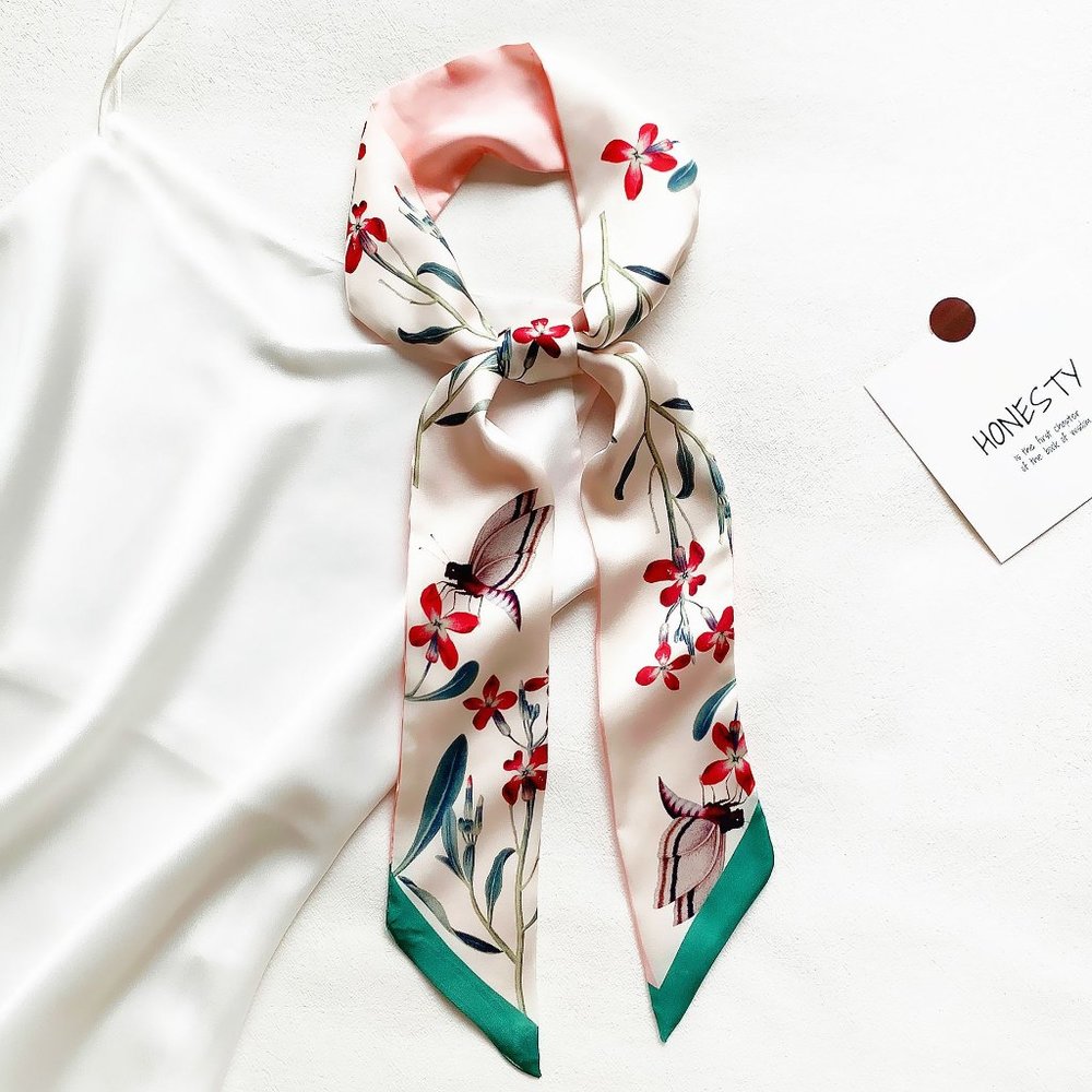 NEW Pink Floral Scarf / Twilly